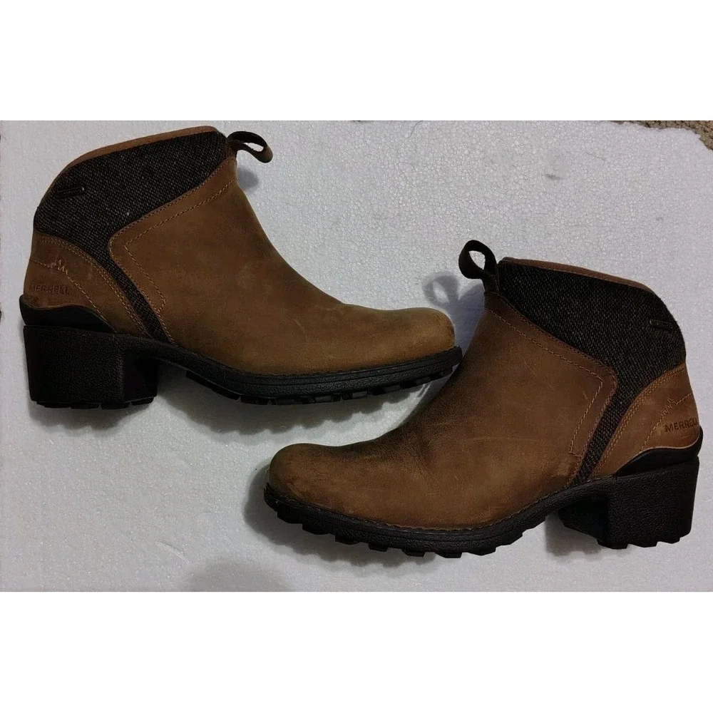 Merrell Wool Blend Chateau Mid Pull Waterproof Boots Women's Sz Brown 8.5 - Picture 2 of 7